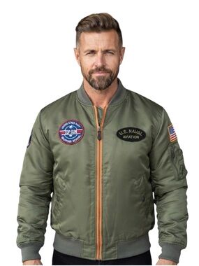 SPIRIT HALLOWEEN Top Gun Maverick Bomber Jacket Green Mens Streetwear XL